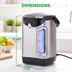 NutriChef Electric Water Boiler and Warmer - 4L/4.2Qt Stainless Steel Electric Hot Water Dispenser w/Rotating Base, Auto Shut Off, Safety Lock, Instant Heating for Coffee & Tea (NCHUB24)