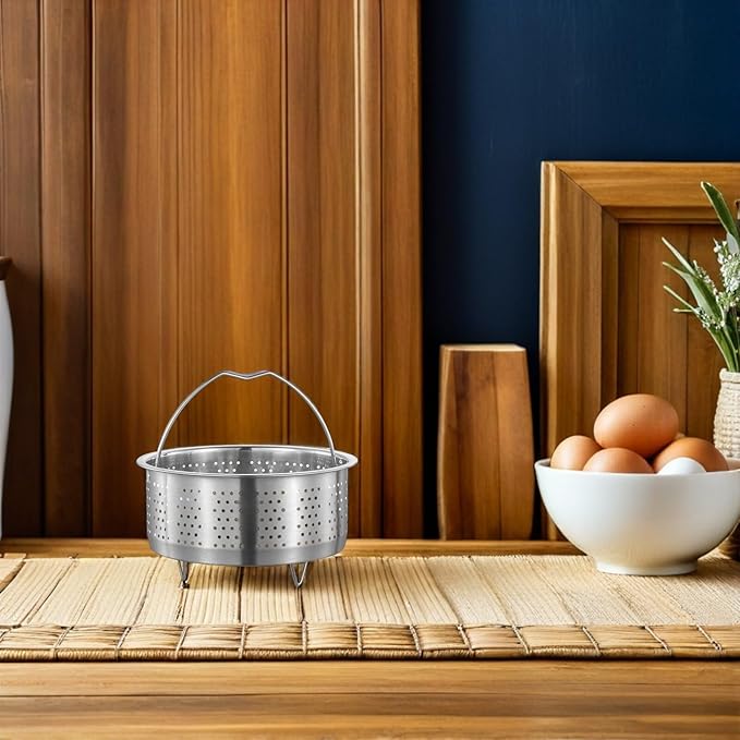 UPKOCH Mesh Strainer Steamer Basket Stainless Steel Vegetable Steamer Basket Steam Cooking Insert for Dumpling Steaming Basket with Handle for Veggie Fish Seafood Cooking, 20cm