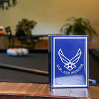 Air Force Flask & Card Gift Set - Leather-Wrapped USAF Flask with Rank Playing Cards | Disabled Vet Owned Business