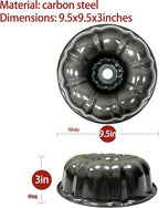 Classic Bakeware 9.5 Inch Non-stick Fluted Cake Pan,Heavy Duty Carbon Steel Tube Baking Mold Gray