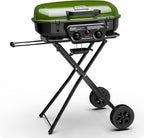 Brand-Man Portable Gas Grill, Propane Standup Grill with Folding Cart & Push-Button Ignition, Ideal for Camping, Tailgating, BBQ, Backyard, Patio & More