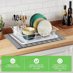 Large Stone Drying Mat for Kitchen Counter, Collapsible Quick Dry Stone Bath Mats for Bathroom, Ultra Absorbent Diatomaceous Earth Dish Mat for Dishes Cups Cookware Countertop, 23.23'' x 15.4'', Grey