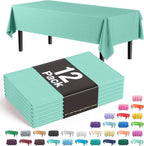 Exquisite 12-Pack Premium Plastic Tablecloth 54in. x 108in. Rectangle Table Cover - Lig...