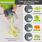 Ourokhome Mandolin Slicer with Handheld Spiralizer, Hand Safe Vegetable Shredder with 6 Mandoline Blades, Veggie Waffle Cutter for Potato, Carrot, Zucchini, Essential Kitchen Gadgets (10 in 1, Gray)