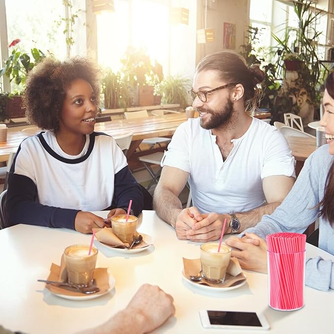 500 Pcs Neon Pink Coffee Stir Sticks Set Acrylic Stir Stick Holder Coffee Stirrers Holder Cocktail Straws Bar Straws Drink Stirrers for Coffee Bar Cocktail Tea Juice Party Supplies Restaurant Decor