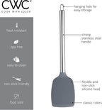 COOK WITH COLOR Silicone Cooking Utensils, Kitchen Utensil Set, Easy to Clean Silicone Kitchen Utensils, Cooking Utensils for Nonstick Cookware, Kitchen Gadgets Set, 5 Pieces, Black/White