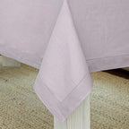 Solino Home Linen Tablecloth 60 x 108 Inch - Classic Hemstitch 100% Pure Linen Lilac Table Cloth for Rectangle Tables - Machine Washable Tablecloth for Summer