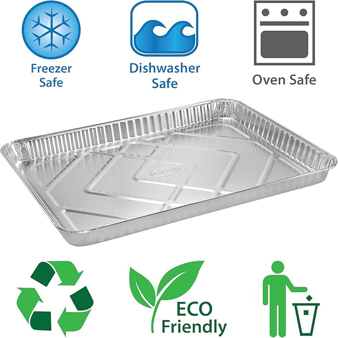 Aluminum Pans Half Size Cookie Sheet 15 Count Durable Nonstick Baking Sheets 17.75" x 12.75" - Sheet Pan, Baking Tray, Cookie Sheets, Foil pans, Foil trays, Sheet Baking Pans