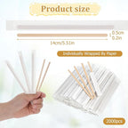 2000 Pcs Individually Wrapped Wooden Coffee Stirrers 5.5 Inch Disposable Wood Stir Sticks, Round End coffee stirrer for Cocktail, and Hot Drinks