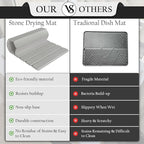 Large Stone Drying Mat for Kitchen Counter | Premium Diatomaceous Earth Coaster Set for Dishes | Non-Slip Kitchen Sink Mat | Fast-Absorbing, Eco-Friendly | 23" x 15.5" (Modern Grey)