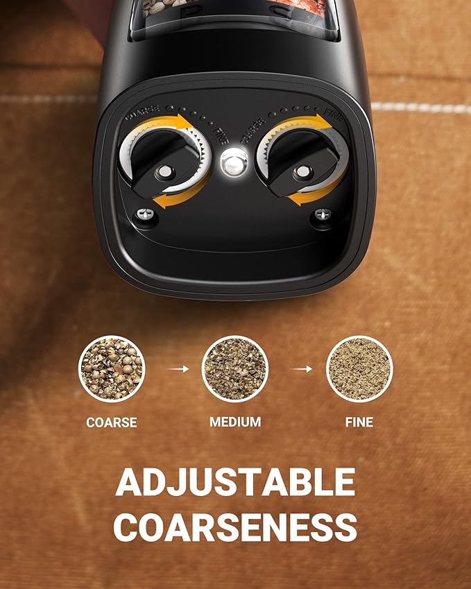 Sangcon Electric Salt and Pepper Grinder Set Shaker 2 IN 1 - Automatic Salt and Pepper Grinder Mill, Battery Powered One-Handed Operation Refillable with Light Dual Ceramic Grinder