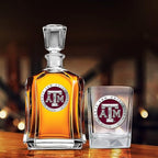 Heritage Pewter Texas A&M Square Shot Glass | Hand-Sculpted 1.5 Ounce Shot Glass | Intricately Crafted Metal Pewter Alma Mater Inlay