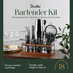 Barillio Black Bartender Kit – 23-Piece Stainless-Steel Cocktail Shaker Set with Premium African Mahogany Stand | Martini Barware Mixing Tools for Home Bartending | Gift Set