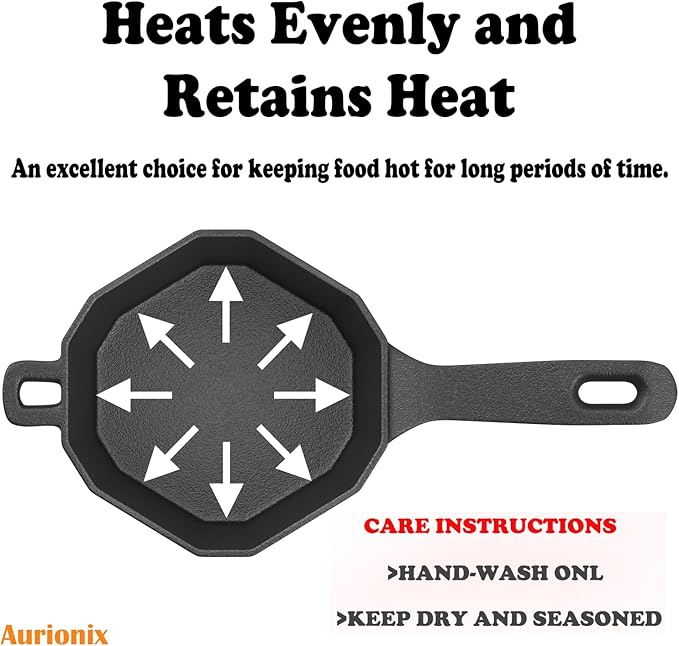 Cast Iron Sauce Pot with Lid,Premium Small Cast Iron Pan for Butter Melting, Basting and Grilling,Heavy Duty Butter Warmer, Camping Cookware,Includes Heat Resistant Gloves and Spice Brush