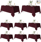 Fitable 8 Pack Rectangle Tablecloths: Stain Resistant Wrinkle Free Circle Table Clothes, Washable Reusable Polyester Table Covers for Wedding Party Birthday Banquet Reception(Burgundy, 60x102 Inch)