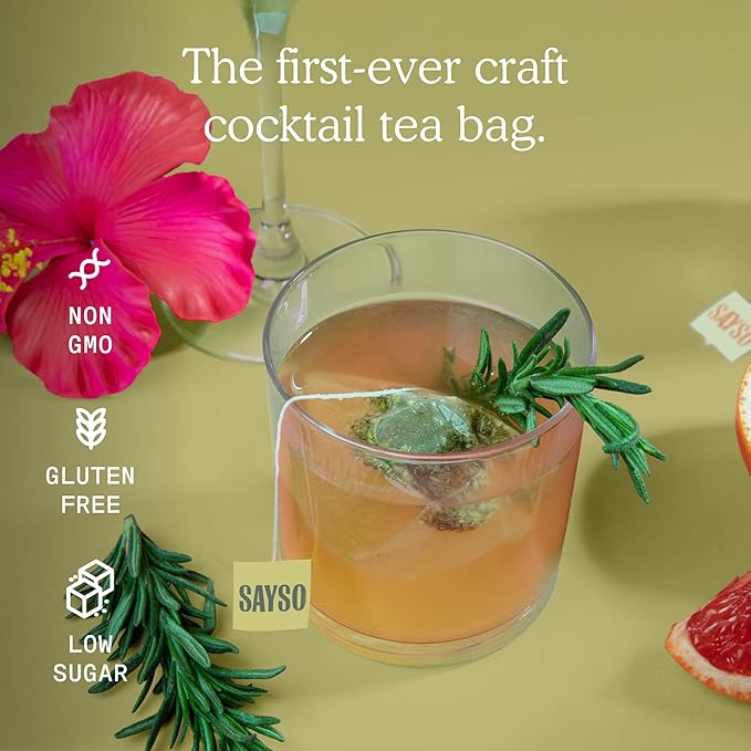 SAYSO Honey Rosemary Moscow Mule | The Original Craft Cocktail Tea Bag Mixer (Steep in Vodka & Cold Water, Enjoy in 1 Min) or Skip the Spirit for Mocktail | Organic, Certified Gluten-free & Non-GMO, 8 Count
