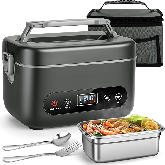 1.2L Cordless Electric Lunch Box – 20000mAh Rechargeable Portable Food Warmer with 5-Sided Heating, Auto Temperature Control, Leakproof & BPA-Free – Perfect for Office, Truck, Outdoors