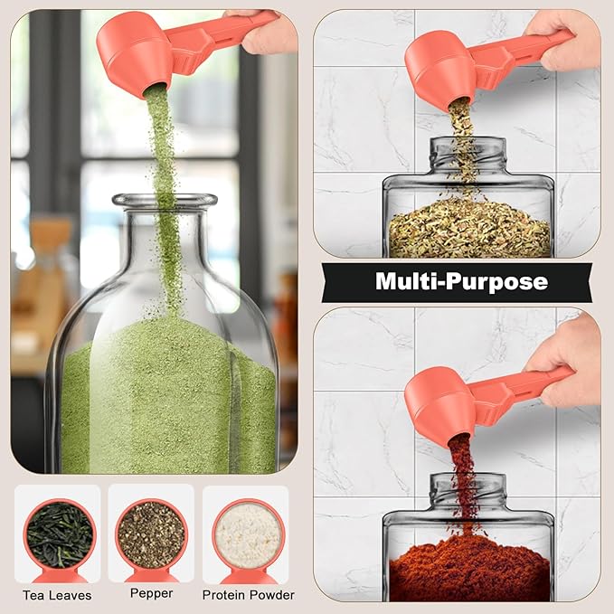 Coffee Scoop & Funnel for Reusable K Cup Refillable Coffee Pods, Coffee Measuring Spoon 2 Tablespoon Capacity, Scoop with Funnel for Ground Coffee, Protein Powder, Tea (Orange, 1 Pack)