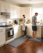 Ophanie Kitchen Mats for Floor, 3/4 Inch Thick Kitchen Rugs, Anti Fatigue Standing Cushioned Mat, Waterproof,Comfort Ergonomic Mat for Office, Home, Sink, 24'' x 70'' Grey Non-Slip Bottom