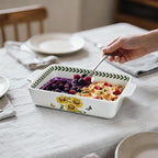 ACMLIFE Ceramic Casserole Dish for Oven, Floral Baking Dishes for Oven Lasagna Pan, Large Baking Dish with Handles, Durable and Oven Safe Pan, for Roasting and Baking, Gift Packaging 2 Pcs Set(13"x8"+10.3"x6.3") (Sunflower)