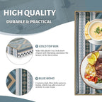 Rectangular Decorative Tray, Plastic Serving Tray with Handles, Bohemian Blue Tray for Ottoman, Coffee Table Tray for Living Room, Home Decor, 15.8" x 11.8" x 1.6"