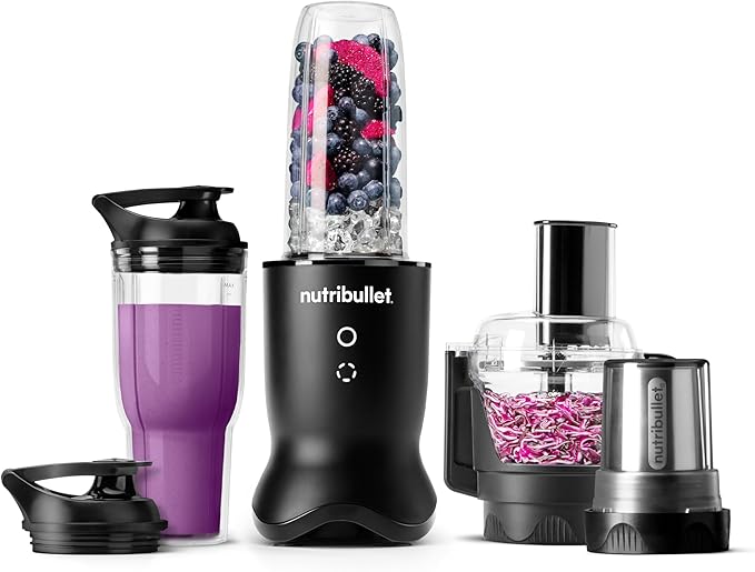 nutribullet® Ultra Plus+ 3-1 Compact Kitchen System, 1200W Kitchen System with Blender, Food Processor, and Coffee and Spice Grinder, 32oz and 24oz Blending Cups, 2-Cup Food Processor, Satin Black