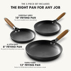 imarku Non Stick Frying Pans - 8&10&12 Inch Frying Pan Nonstick Professional Cast Iron Skillet Dishwasher Safe Nonstick Frying Pan Set, Detachable Handle, Christmas Gifts