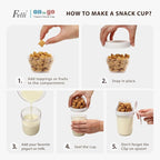 Felli On the Go Yogurt Parfait Snack Cup with Lid 100% Leak Proof, Reusable Travel Container with Spoon + Fruit & Granola Holder for To Go Cereal, Overnight Oats, Chia Pudding Jar (2, Blue Moon)