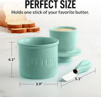 Zulay Kitchen Porcelain Butter Crock With Lid & Knife - Authentic French Butter Dish For Fresh & Spreadable Butter - Mint