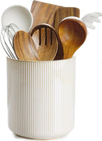 getstar Large Kitchen Utensil Holder for Kitchen Counter (H7.2” x W6.2”), Ceramic Cooking Utensil Holder with Cork Mat (Vintage)