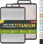 Titanium Cutting Boards for Kitchen Chopping Board with Handle Large Big Small Kitchen Meat Butcher Block Double Sided Pure Titanium and Wheat Straw PP Not Wood Bamboo Plastic Teak Grey/Beige