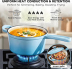 Onader 2 Quart Enameled Cast Iron Saucepan, Small Cast Iron Sauce Pan Pot for Cooking, Enamel Dutch Oven Kitchen Pot – Lake Blue