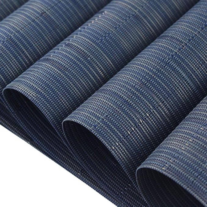 PIGCHCY Placemats Set of 8 Washable Durable Place Mats Vinyl Heat Resistant Non-Slip Table Mats Indoor Outdoor (Midnight Blue)