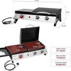 Royal Gourmet PD1305H 3 Burner Propane Gas Grill and Griddle Combo with Lid, 3-in-1 Grill Griddle Combo with 29,000 BTUs Output for Outdoor Cooking, 364 Sq. In. Cooking Area, Silver & Black