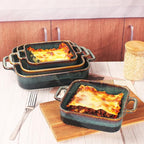 7" x 7" Porcelain Square Casserole Dishes, 2 pieces Baking Dish for Oven, 32 OZ Ceramic Lasagna Pans, Oven Safe Bakeware for Kitchen Cooking, Cake, Banquet and Dinner