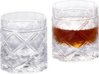 KAMMAK Old Fashioned Crystal Whiskey Glasses Set of 2, 8.45 oz (250 ml) Handmade Thick Base Tumbler with Delicate Rim & Seamless Design for Scotch, Bourbon, Cocktails, Lead-Free Barware