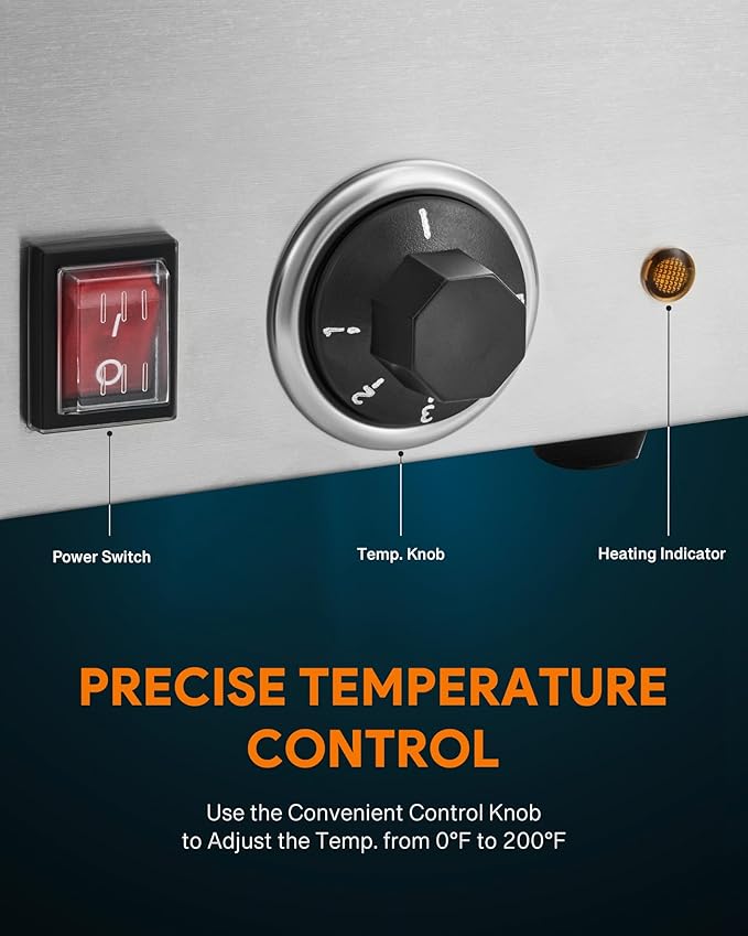 WILPREP Single-Well Commercial Food Warmer, ETL Listed Electric Warmer for Food with Adjustable Temp. & Automatic Shutoff, Stainless Steel Hot Food Well Food Heating Unit for Buffet Hotel Catering