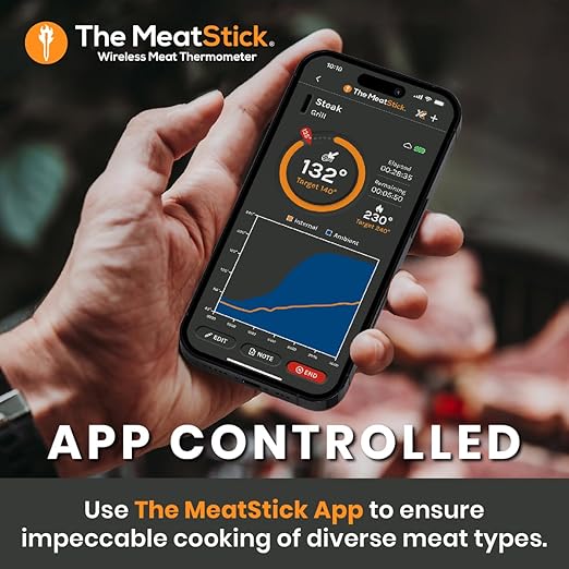 MeatStick WiFi Bridge Set | 2-Probe Package | Smart Wireless Meat Thermometer | Unlimited Range Digital Food Probe with Bluetooth | for Smoking, Grilling, BBQ, Air Fryer, Deep Frying, Oven, Rotisserie