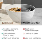 Ceramic Bowls for Kitchen - Set of 6, 30 oz Cereal Bowl Set, Soup Bowls, White Ceramic Bowls for Dessert, Salad, Pasta, Soup etc, Microwave, Dishwasher & Oven Safe