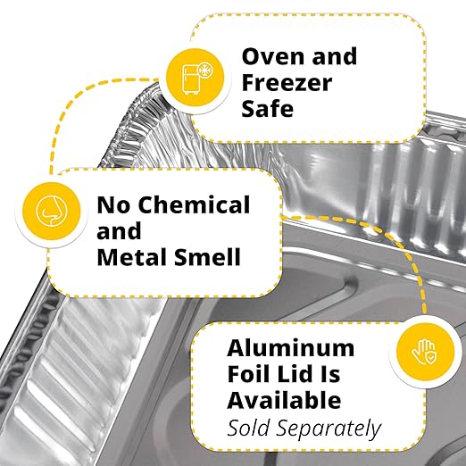 IDL Packaging Full Size Aluminum Steam Table Pans - Deep, 21" x 13" x 3" (pack of 5) - Disposable Foil Pan for Grilling, Roasting, BBQ, Cooking, Baking, Freezing