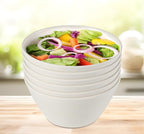 Bamboo Fiber Cereal Bowls Set 6 Pieces, 24 Ounce Soup Bowls White, Melamine Bowls Set Large for Kitchen, Deep Serving Bowls for Cereal, Soup, Oatmeal, Rice, Pasta, Salad, Off-white