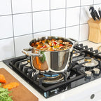 Rorence Stainless Steel Stock Pot, Tri-Ply Base Large Pot Induction Cooking Pot with Lid for All Stoves, Oven & Dishwasher Safe, 6-Quart