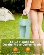 Single Serve One Cup Coffee Maker, for K Cups and Grounds, Mini Coffee Maker with Portable Handle, 6 to 12 Oz Brew Size, for Travel, Camping, Office, RV and Dorm, 120V, Oasis
