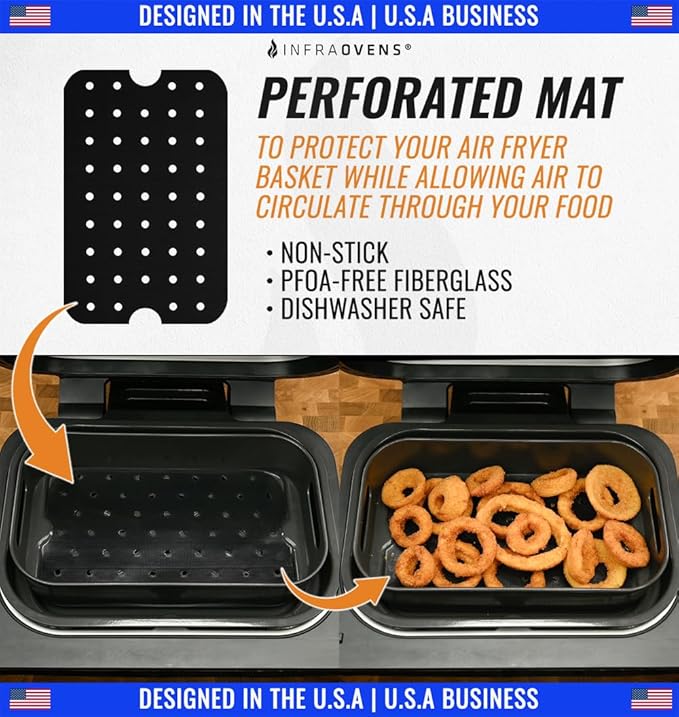 Air Fryer Reusable Liner Accessories for Ninja Foodi Smart XL Grill FG551 (Crisper Basket Only), Non Stick Mats with Air Fryer Recipe Book, Airfryer Accessory Set by INFRAOVENS