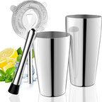 Mixology Bartender Kit, 4-Piece Pro Stainless Steel Cocktail Shaker Set, bar Set Cocktail Shaker Set, Cocktail Tin for Bartending