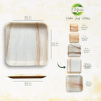 Raj Disposable Palm Leaf Plate [50-Pack] Large Square Plates Strong and Reusable Party Plate Like Bamboo Plates - Decorative Compostable Tableware for Lunch, Dinner, Birthday, Outdoor BBQ