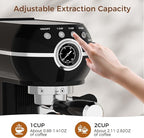 Espresso Machine with Milk Frother, 20 Bar Espresso Maker for Latte and Cappuccino, Expressions Coffee Machine with Removable Water Tank (Black)