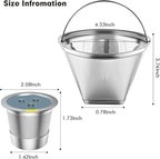 Stainless Steel Reusable Coffee Filter Compatible with Coffee Maker, Reusable Coffee Pods with 4 Cone Coffee Filters, Reusable Coffee Filters for Ninja CFP201 CFP300 CFP301 CFP307