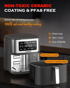 Nuwave Brio Plus 6-in-1 Air Fryer, 7-Qt Large Capacity, 50°F–400°F Precise Temp Control, Non-Toxic PFAS-Free Nonstick, Air Fry, Bake, Roast, Toast, Dehydrate, Reheat, 100 Presets, Dishwasher Safe