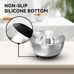 Stainless Steel Mixing Bowls with Lids – Set of 5 Large Nesting Metal Bowls for Kitchen, Baking, Cooking, Food Prep & Storage, Non-Slip Base, Dishwasher Safe,Black